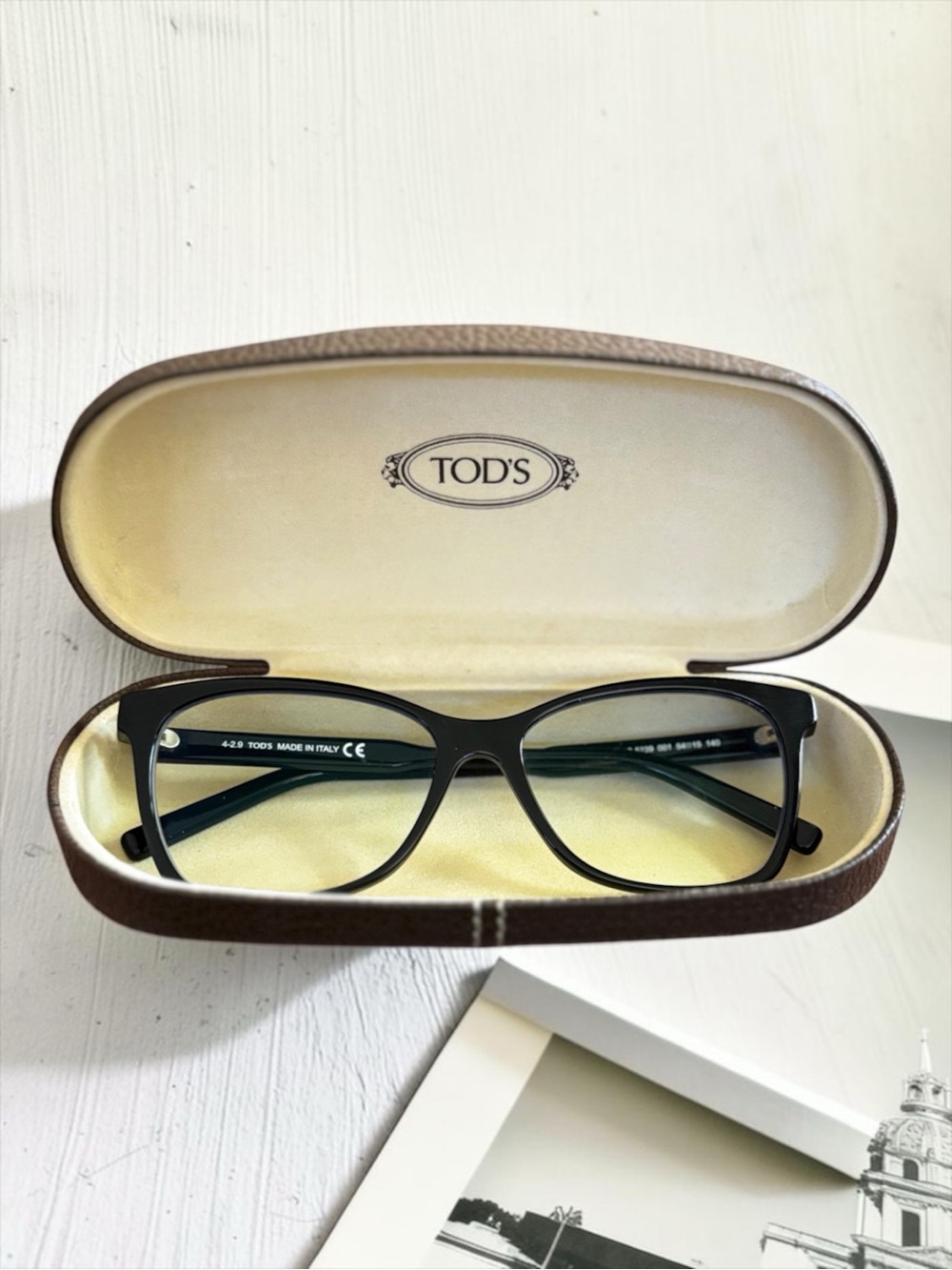 TOD's  Shiny Black Acetate Eyeglass Frames
(TO5239 001)  with Case